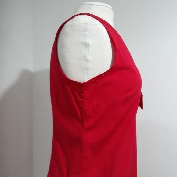 Talbots Cotton Sleeveless Back Zipper Red Dress Size 10 Petite - Picture 5 of 11